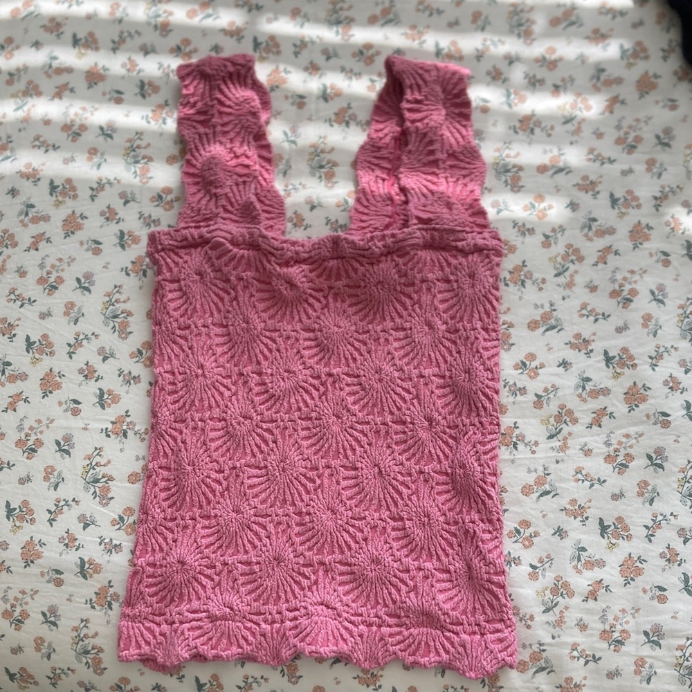 Pink Square-Neck Tank Top